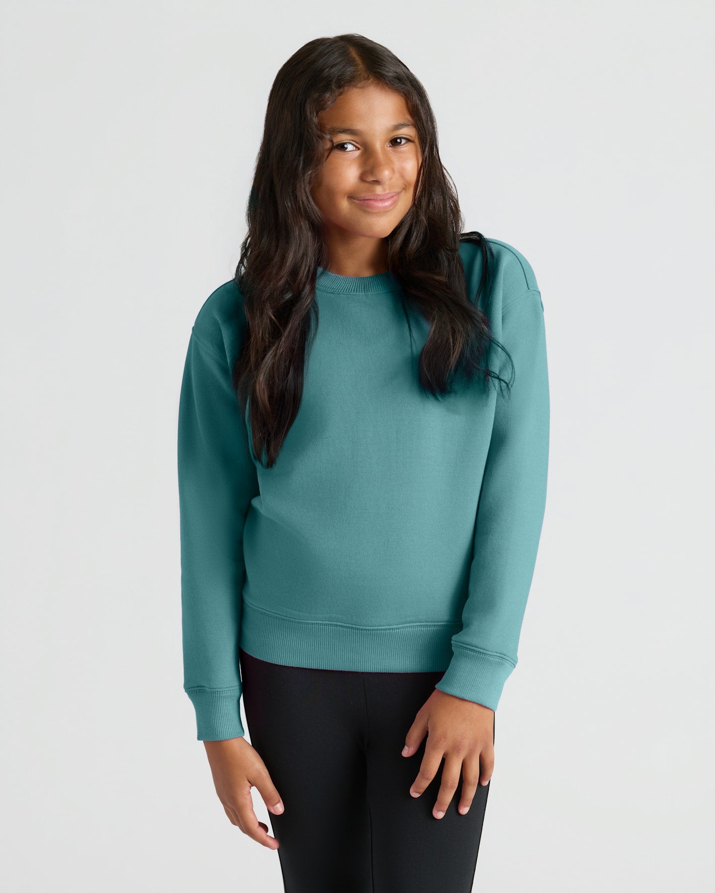 Girl in Girls Stormcloud Slouch Pullover Crew & Relaxed Joggers.