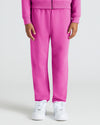 Child wearing Girls Electric Fuchsia Cropped Zip Hoodie & Relaxed Joggers.