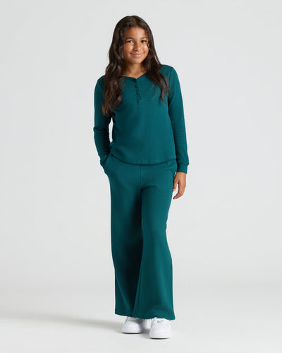 Girls Waffle Wide Leg Pants