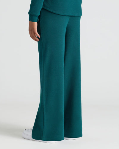 Deep Emerald Waffle Long Sleeve Henley & Waffle Leg Pants Set