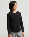 Boys' Classic Long Sleeve Curved Hem Crew Neck worn by youthful model.