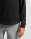 Boys' Classic Long Sleeve Curved Hem Crew Neck in black, shown midsection.