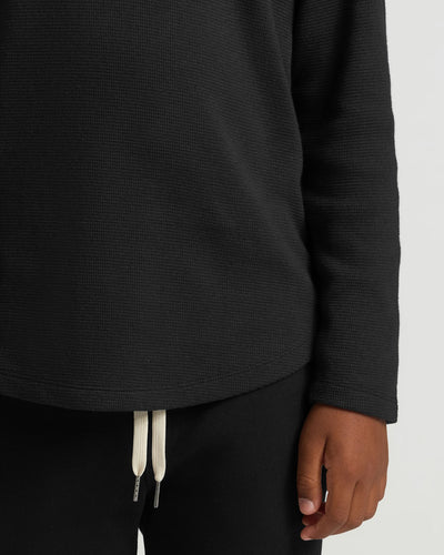 Boys' Waffle Henley - Black