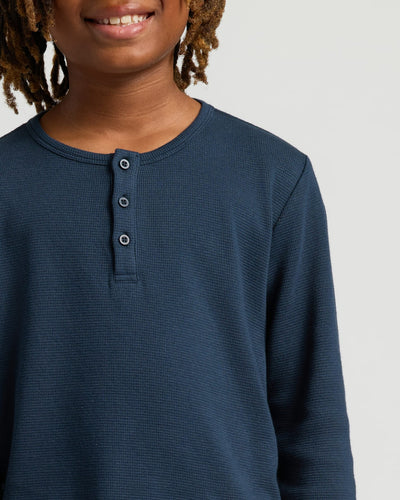Boys' Waffle Henley - Navy