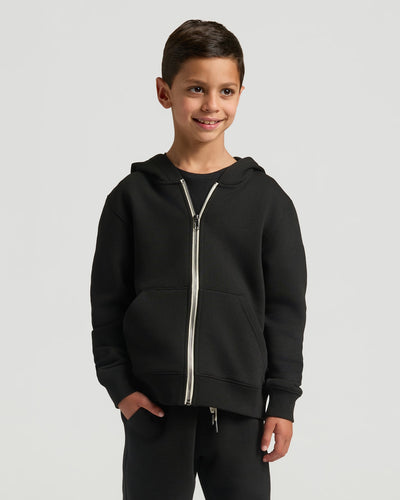 Full Zip Fleece Hoodie & Jogger Set - Black