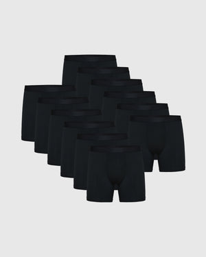 Black Boxer Briefs 12-Pack arranged in a pyramid layout.