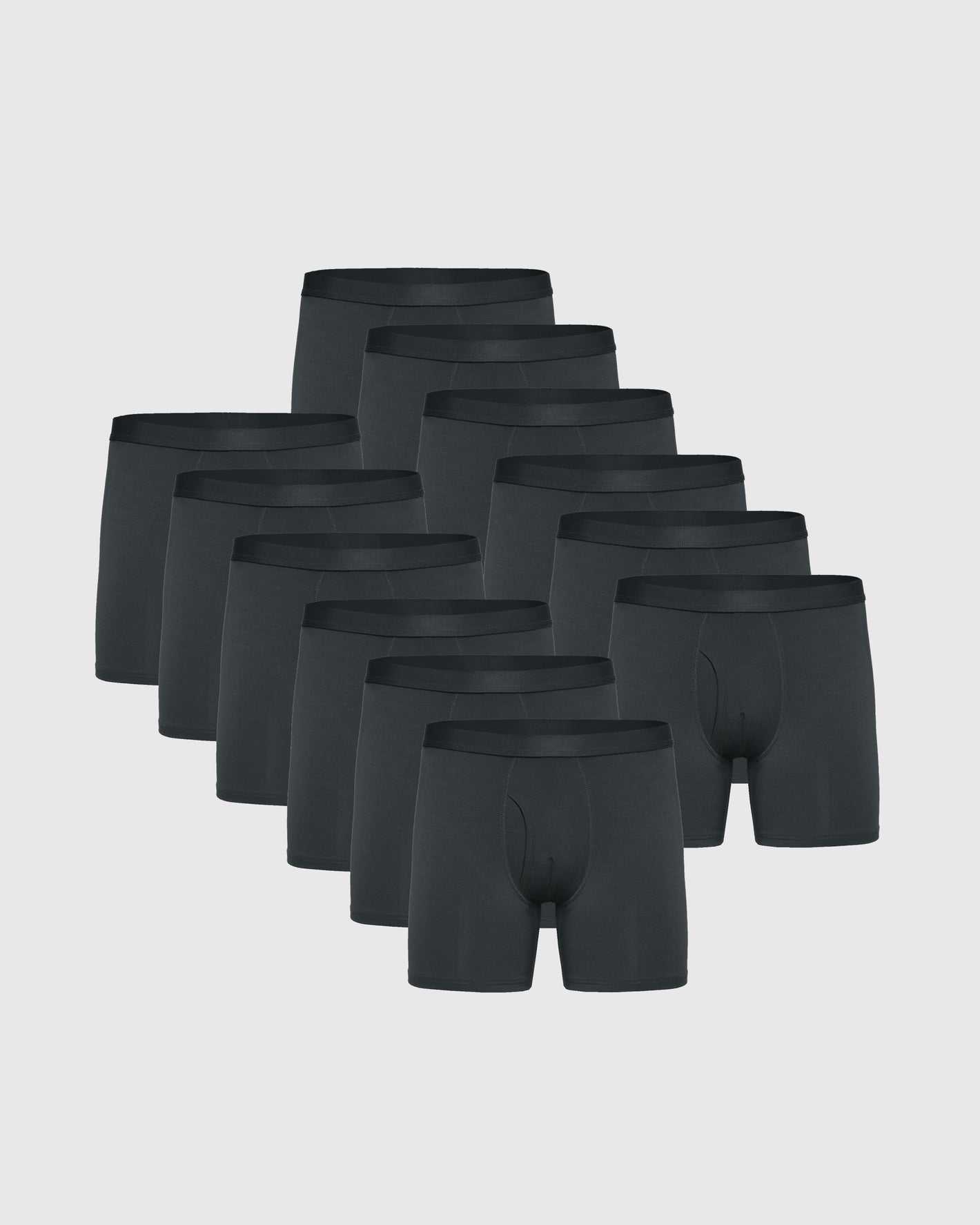 Carbon Boxer Briefs W/ Fly 12-Pack neatly displayed on a gray background.