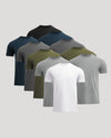 Collection of men's polo shirts in various colors on a light gray background