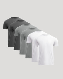 True ClassicClassic Crew Neck 6-Pack arranged in dark, medium, and white shades.
