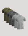Classic Crew Neck 6-Pack of fitted crew-neck T-shirts, staggered display.