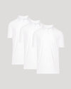 Two white polo shirts on a light gray background