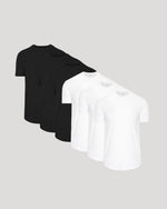 Black & White Curved Hem Classic Crew Neck 6-Pack