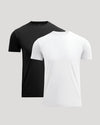 Two classic crew neck t-shirts in black and white, made from a soft pima cotton blend, part of the Black & White Pima Cotton Blend Crew 2-Pack men's basics.