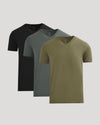 Classic V-Neck 3-Pack T-shirts in black, slate, and olive.