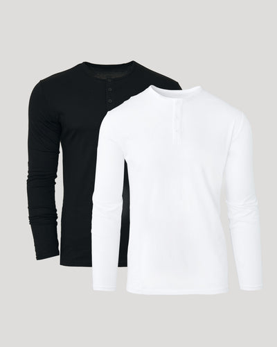 Klassischer Langarm‑Henley (2‑Pack)