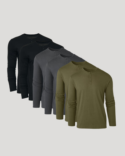 Klassischer Langarm‑Henley (6‑Pack)