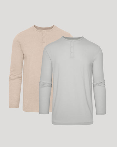 Klassischer Langarm‑Henley (2‑Pack)