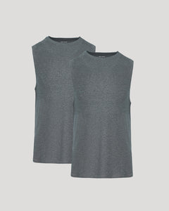 True ClassicSleeveless Active Muscle Tee 2-Pack in heather-grey, showcasing casual athletic design.