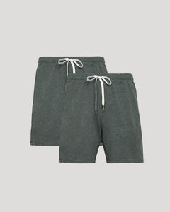 True ClassicCharcoal Active Comfort Shorts 2-Pack with elastic waistbands and drawcords.