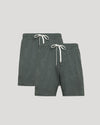 Charcoal Active Comfort Shorts 2-Pack with elastic waistbands and drawcords.
