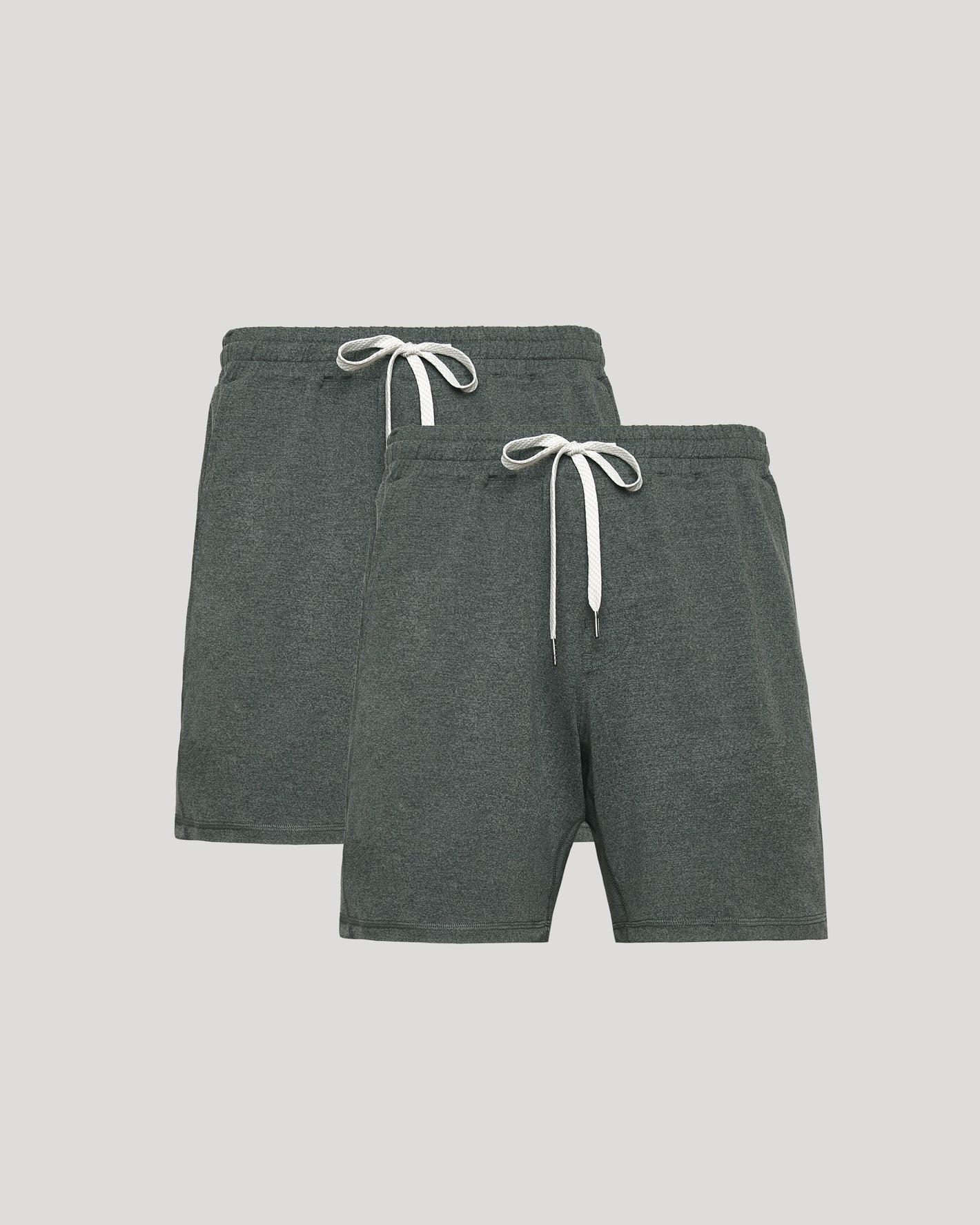 Charcoal Active Comfort Shorts 2-Pack with elastic waistbands and drawcords.