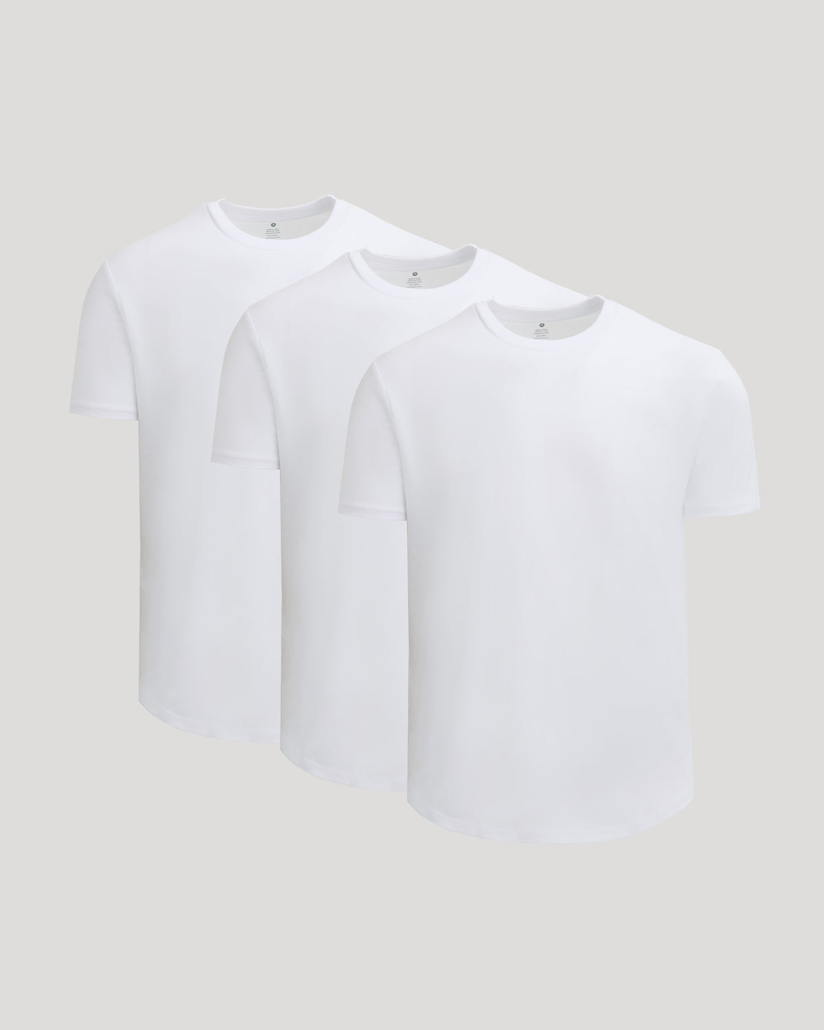 All White Short Classic Curved Hem Crew 3-Pack