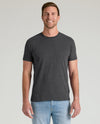 Man wearing Woodland Shades Crew Neck T-shirt, charcoal-gray, relaxed fit.