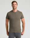 Man wearing olive-green T-shirt from Seasonal Classic Crew 6-Pack.