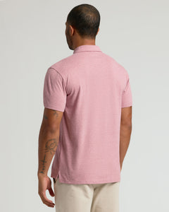 True ClassicBack view of Light Heather Boysenberry Classic Polo on person.