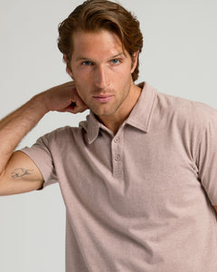 True ClassicYoung man in Light Heather Slate Mauve Classic Polo.