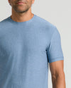 Man wearing Heather Azul Active Crew Neck Tee.
