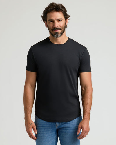 Pima Cotton Blend Crew ‑ Curved Hem