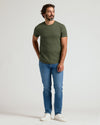 Man wearing All Grove Pima Cotton Blend Curved Hem Crew 2-Pack.