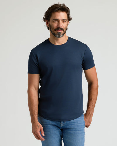 Pima Cotton Blend Crew ‑ Curved Hem