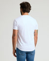 White Premium Pima Crew Curved Hem T-shirt worn by tattooed male from behind.