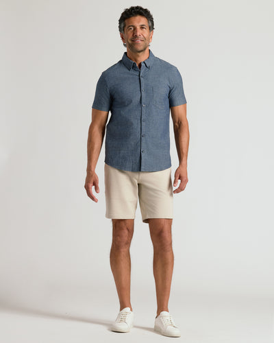Chambray Short Sleeve Shirt - Medium Indigo Wash