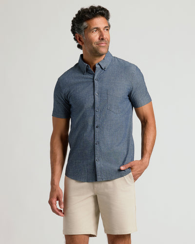 Chambray Short Sleeve Shirt - Medium Indigo Wash