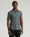 Man models Charcoal Heather Gray Short Sleeve Comfort Knit Shirt.