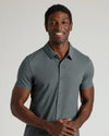 Man models Charcoal Heather Gray Short Sleeve Comfort Knit Shirt.