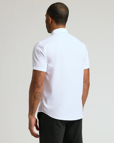 All White Short Sleeve Performance Dress Shirt 2-Pack