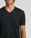 Premium Pima V-Neck 7-Pack: Man wearing silky, tailored black V-neck.