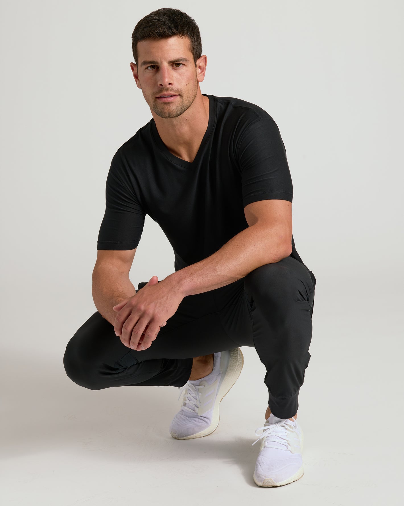 Black Active V-Neck 6-Pack on athletic man, showcasing modern fit.
