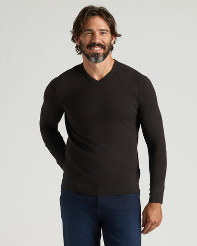 Dressy V-Neck Sweater - Black