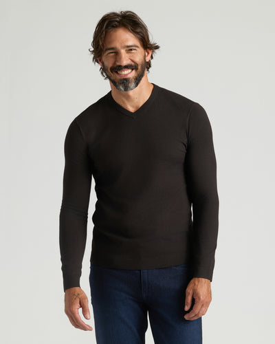 Dressy V-Neck Sweater - Black