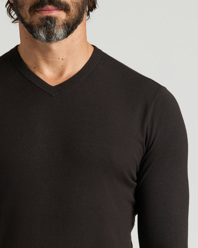 Dressy V-Neck Sweater - Black