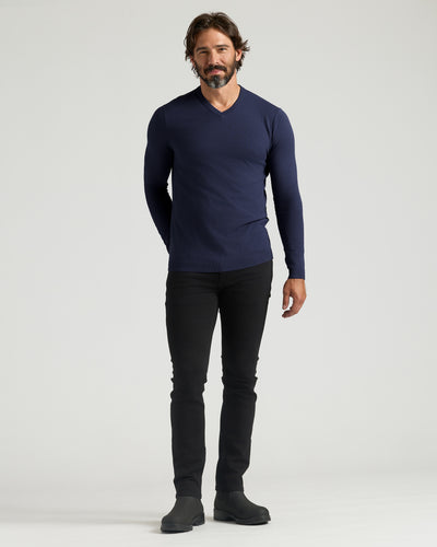 Dressy V-Neck Sweater - Navy