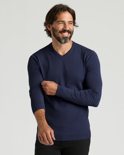 Dressy V-Neck Sweater - Navy