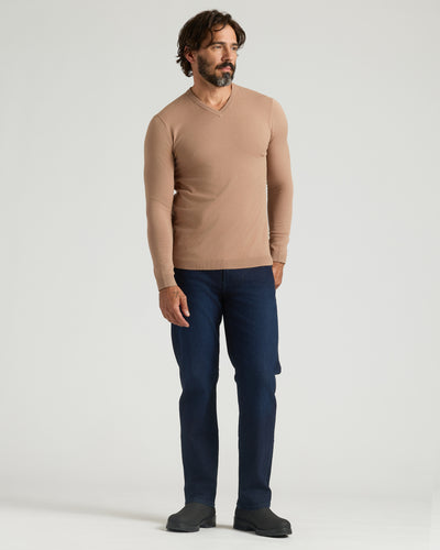 Dressy V-Neck Sweater - Truffle