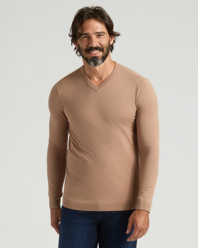 Dressy V-Neck Sweater - Truffle