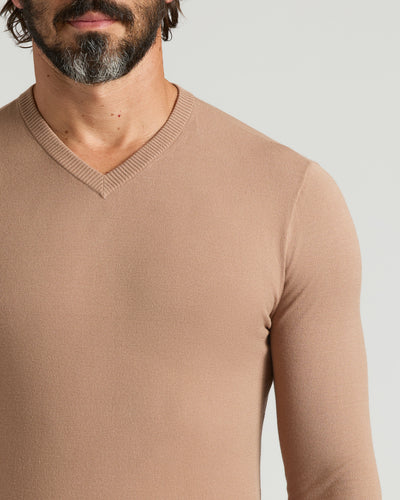 Dressy V-Neck Sweater - Truffle